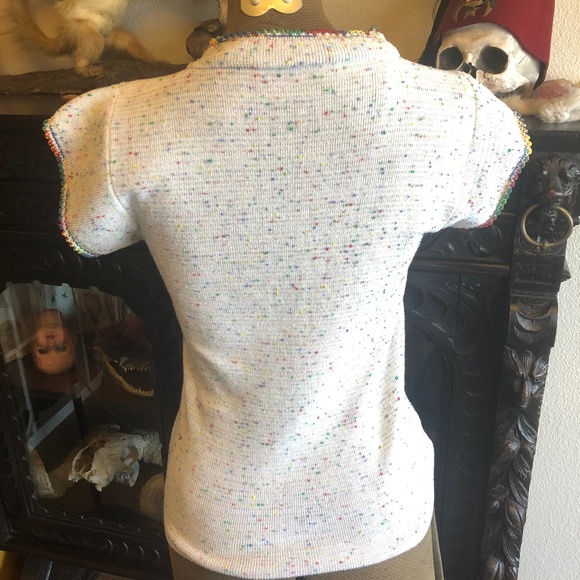 Vintage Confetti Short Sleeve Sweater Top - Picture 2 of 5